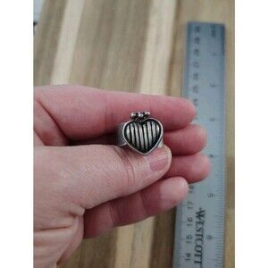 Vintage Sterling Silver Adjustable Band Heart Ring 925